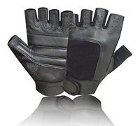Prime Leather Weight lifting Half-finger Hunting Riding Cycling Fitness Gloves Outdoor Sports Fingerless Rubber Padded Black 307 (BLACK, 2XL)