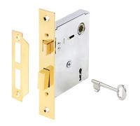 PRIME-LINE E 2294 Mortise Keyed Broken Antique Lock Sets and More, Fits 1-3/8 inch-1-3/4 inch Interior Doors, Brass, 1 Count (Pack of 1)