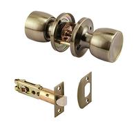 Prime-Line MP65032 Passage Knob, Fits 2-3/8in & 2-3/4in Backset, Tulip, Antique Brass, 1 Set