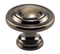 Prime-Line N 7370 Bi-Fold Door Knob - Wide Base, Large Diameter Door Knob for Easy Gripping, Replace Old or Unsightly Knobs, 1-11/16 in. Outside Diameter, Diecast, Antique Brass Plated (Single Pack)