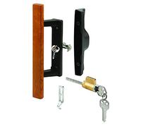 Prime-Line Products C 1132 Keyed Sliding Door Handle Set with Wood Pull Aluminum Diecast Viking, Black