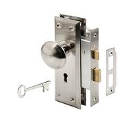 Prime-Line Products E 2330 Keyed Mortise Lock Set, Satin Nickel Finish