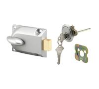 PRIME-LINE Products GD 52119 Deadbolt Lock, Center Mount with Key Cylinder, Aluminum Painted, 1 Pack