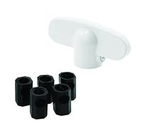 Prime-Line Products H 3892 Operator Tee Handle, 1-1/8 in. x 2-3/8 in., Diecast, White, Universal Spline Adaptors (2-Pack)