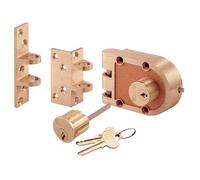 Prime-Line Products SE 19361 Bronze Deadlock Locks with Double Cylinder and FlatAngle Strike