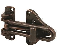 Prime-Line U 11317 Hinged Bar Lock, 3-7/8 in., High Security Door Guard, Diecast Zinc, Classic Bronze Plated Finish (Single Pack)