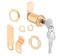 Prime-Line U 9953 7/8 in. Brass Plated Diecast Cam Lock, Yale Keyway Cabinet, 1-3/8 in