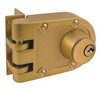 Prime-Line U 9972 Jimmy-Resistant Deadlock, Diecast, Brass Color, Angle Strike, Double Cylinder