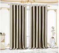 PRIME LINENS 100% Blackout Curtains for Bedroom - 320 GSM Blackout Living Room Curtains Soft Thermal Insulated Curtain Pair Panels (Veince Mink, 46X72 Inches)