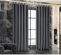 PRIME LINENS 100% Blackout Curtains for Bedroom - 320 GSM Blackout Living Room Curtains Soft Thermal Insulated Curtain Pair Panels (Veince Grey, 66X54 Inches)