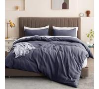 PRIME LINENS 100% Cotton Duvet Cover Set 2 Piece Quilt Cover Bedding Set with 1 Pillow Cases Waffle Bedding Quilt Cover Set Anti Allergic Machine Washable (Grey, Single)
