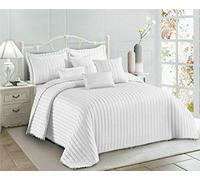 PRIME LINENS 2 Piece Quilted Bedspread Embossed Pattern Comforter Bedding Set Bed Throw with 1 Pillow Sham (Pom Pom White, Single)