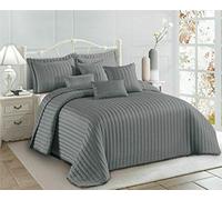 PRIME LINENS 2 Piece Quilted Bedspread Embossed Pattern Comforter Bedding Set Bed Throw with 1 Pillow Sham (Pom Pom Grey, Single)