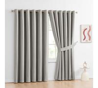 PRIME LINENS Blackout Curtain for Bedroom Soft Thermal Insulated Heavy Curtains Eyelet Ring Top Blackout Living Room Curtain Pair Panels with Tiebacks (Mink/Beige, W 90" x L 54")