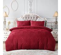 PRIME LINENS Burgundy King Duvet Cover Set 3 Pcs 100% Microfiber Tufted Quilt Cover Bedding Set With Pillow Cases Easy Care Anti Allergic Machine Washable (King 3 Piece, Burgundy)
