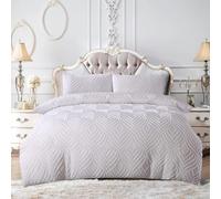 PRIME LINENS Chelsea Duvet Cover Set White King 3 Pcs 100% Microfiber Tufted Quilt Cover Bedding Set With Pillow Cases Easy Care Anti Allergic Machine Washable (King 3 Piece, White)