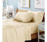 Prime Linens Cream Double Flat Sheet Poly Cotton Percale Breathable Bed Top Sheet Wrinkle, Shrinkage and Fade Resistant Flat Bed Sheets