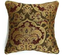 PRIME LINENS Cushion Covers 58 x 58 cm Jacquard Square Throw Pillow Sofa Cushion for Chair Bed Decorative Floral Cushion for Bedroom (Georgia Burgundy, 4 x Cushion with Inner 58x58 Cm)