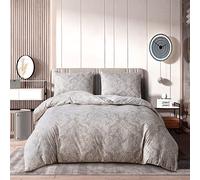 PRIME LINENS Double Beige Quilt Cover Set Polyester Cotton 3 Pcs Bedding Set 1 Duvet Cover 2 Pillow Cases Included Machine Washable Anti Allergic