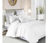 Prime Linens Double Duvet Cover Set - 100% Combed Percale Cotton 200 Thread Count Plain Double Bedding set - 3 Piece Quilt Duvet Bed Cover with Pair of Pillow Cases - White