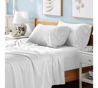 Prime Linens Double White Flat Sheet Soft Poly Cotton Percale Flat Bed Sheet Wrinkle and Fade Resistant Bed Top Sheet