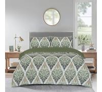 PRIME LINENS Duvet Cover Set 4 Pcs Polyester-Cotton Quilt Cover Bedding Set With Pillow Cases and Extra Fitted Sheet Included (Leaf Green, Double)