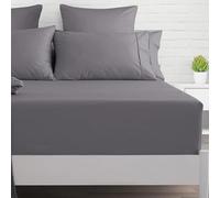 PRIME LINENS Extra Deep Fitted Sheet 40 CM Brushed Microfiber Wrinkle & Fade Resistant Bottom Sheet Soft Durable Bed Sheets (Silver/Grey, Double)