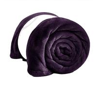 PRIME LINENS Fleece Blanket Reversible Throw for Sofa - Faux Fur Bed Blanket Lightweight Cozy Throw for All Seasons, Perfect for Bed Couch Camping & Travel (Aubergine, 130 x 150 Cm)