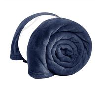 PRIME LINENS Fleece Blanket Reversible Throw for Sofa - Faux Fur Bed Blanket Lightweight Cozy Throw for All Seasons, Perfect for Bed Couch Camping & Travel (Blue/Navy, 240 x 270 Cm)