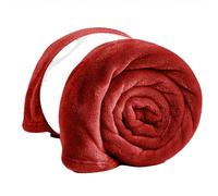 PRIME LINENS Fleece Blanket Reversible Throw for Sofa - Faux Fur Bed Blanket Lightweight Cozy Throw for All Seasons, Perfect for Bed Couch Camping & Travel (Red, 150 x 200 Cm)