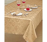 Prime Linens Home Decorative Classic Damask Printed Jacquard Tablecloth Rectangle Round Runner Napkin Table Cover Cloth Protector for Kitchen Picnic (Gold, Rectangle 70" x 108")