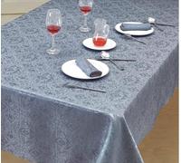 Prime Linens Home Decorative Classic Damask Printed Jacquard Tablecloth Rectangle Round Runner Napkin Table Cover Cloth Protector for Kitchen Picnic (Silver, Rectangle 52" x 90")