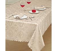 Prime Linens Home Decorative Classic Damask Printed Jacquard Tablecloth Rectangle Round Runner Napkin Table Cover Cloth Protector for Kitchen Picnic (Beige, Runner 13"x72")