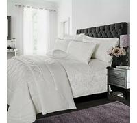 PRIME LINENS Luxury Quilted Jacquard Bedspreads Bed Throw 3 Piece Bedding Set Includes Comforter & 2 Pillow Shams Paisley Damask Coverlet Embroidered. (Double 3 Piece, White)