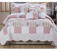 PRIME LINENS Luxury Quilted Patchwork Bedspread Bed Throw 3 Piece Bedding Set Includes Comforter & 2 Pillow Shams Floral Design Coverlet Embroidered (Maison, Single)