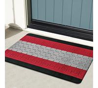 Prime Linens Non Slip Door Mat Indoor - Easy Washable Small Geomatric Runner Rug Waterproof Mats for Floors With Gel Back 58 Floor Mats for Kitchen... (Black Red-Gel 58, 60x110)