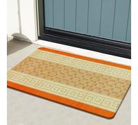 Prime Linens Non Slip Door Mat Indoor - Easy Washable Small Geomatric Runner Rug Waterproof Mats for Floors With Gel Back 58 Floor Mats for Kitchen... (Orange- Gel 58, 50x80)