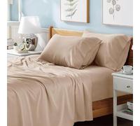 Prime Linens Poly Cotton Percale Beige Double Flat Sheet Soft Wrinkle and Fade Resistant Bed Top Sheets