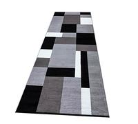 Prime Linens Runner Rug - Modern Design Geometric Pattern Hall Runner Washable Carpet Runners For Living Room Bedroom Study Room (Kilas Grey Black, 80 Cm X 150 Cm)