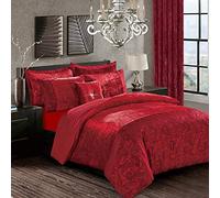 PRIME LINENS Solid Crushed Velvet Duvet Cover Luxury 3 Piece Bedding Set Ultra Soft Quilt Cover Easy Care Bedding (Double, Burgundy)
