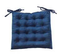 PRIME LINENS Velvet Chair Seat Pads with Ties Strap 16 Stitch Ultra Soft Comfortable Seat Pad Adjustable Seat Cushions for Kitchen Dinning Living Room (Pack Of 2, Dark Blue)