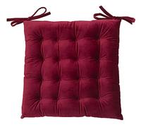 PRIME LINENS Velvet Chair Seat Pads with Ties Strap 16 Stitch Ultra Soft Comfortable Seat Pad Adjustable Seat Cushions for Kitchen Dinning Living Room (Pack Of 2, Red)