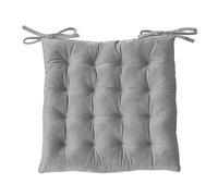 PRIME LINENS Velvet Chair Seat Pads with Ties Strap 16 Stitch Ultra Soft Comfortable Seat Pad Adjustable Seat Cushions for Kitchen Dinning Living Room (Pack Of 2, Silver)