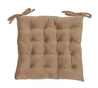 PRIME LINENS Velvet Chair Seat Pads with Ties Strap 16 Stitch Ultra Soft Comfortable Seat Pad Adjustable Seat Cushions for Kitchen Dinning Living Room (Pack Of 4, Mink)