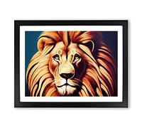 Prime Lion Framed Print | A4 Black Framed Wall Art | Ready to Hang | Modern Animal Picture | Living Room Bedroom Lounge Office