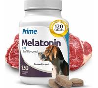 Prime melatonin for Dogs - Composure Dog Calming Chews - Dog Melatonin for Sleep - Reduce Stress Helps Composure Calming Treats for Small Dogs - 3 mg, 120 Beef Flavored Chewable Tablets