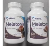 Prime Melatonin for Dogs - Composure Dog Calming Chews - Dog Melatonin for Sleep - Reduce Stress Helps Composure Calming Treats for Dogs - Pet Melatonin 3 mg 120 Peanut Butter Flavored Tablets- 2 pack