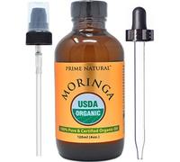 Prime Natural Organic Moringa Oil - USDA Certified 100% Pure Cold Pressed Unprocessed Oil (120ml) - Joints, Skin, Face, Body and Hair - Vegan, Food Safe, Natural Moisturiser