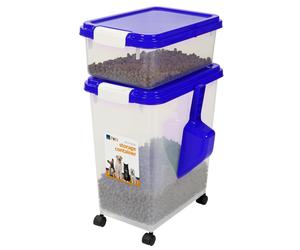 Prime Paws Taylor & Brown 3-Piece Airtight Pet Food Storage Container with Measuring Scoop Plastic Pet Dog Cat Animal Dry Food Dispenser, Bl