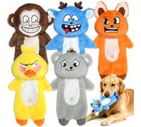 Prime Pets Crinkle Squeaky Dog Toys, 5 Pack, No Stuffing Plush Dog Toys for Small Medium Large Breeds, Puppy Chew Toys, Interactive Pet Toy